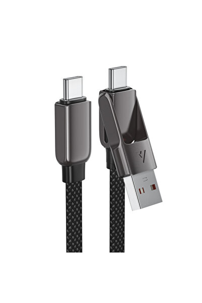 Acefast Kabel przewód USB-C - USB-A / USB-C 480Mb/s 3A 0.2m - czarny
