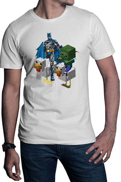 OEM Men's T-shirt Batman Minecraft Chicken Race Zombie Puzzle Pixels