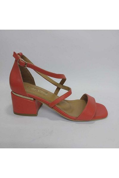 Mira Deri Genuine Leather Pomegranate Flower 6 cm Thick Heel Tape Women's Shoes