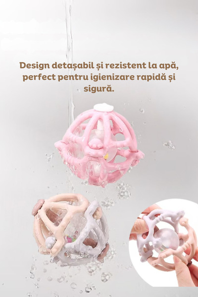 clickzu 2-in-1 Teething Toy & Rattle Ball, Gum Massage & Soothing Function, Detachable Design,