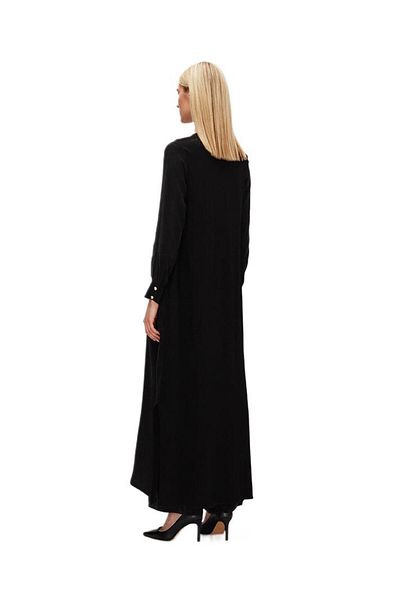 MISS DALIDA Black Round Neck Button Detailed Cupro Tunic T25Y-6067