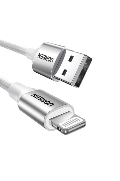 Ugreen Lightning to Usb-A Braided Mfi Certified iPhone Fast Charging Cable 2 Meters Silver 60163