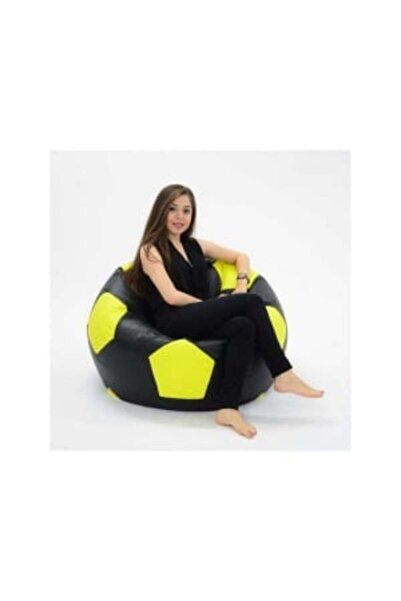 Pufrelax Telstar XL Ball Armchair, Material: Eco-leather - Grey&Lemon