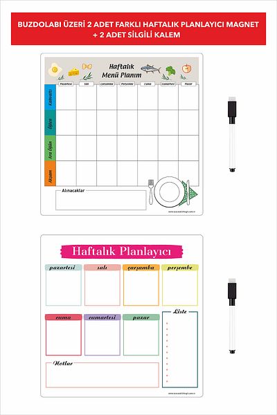 Tutunabilir Kağıt 2 Weekly Menu Planner Magnet Magnetic Writing Board Fridge Magnet Baby Supplementary Food