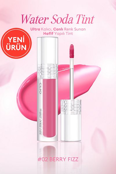 CLIO Lightweight Tint Water Soda Tint with Ultra Lasting, Vibrant Color (02 Berry Fizz)