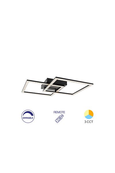 Braytron Lampă de tavan LED cu cristal 55W 3 în 1, reglare de la distanță, neagră
