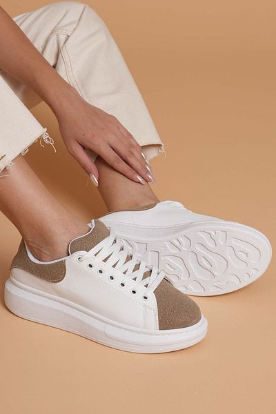 JOSEPHWORLD Lt109 White Brown Suede Women's Sneaker