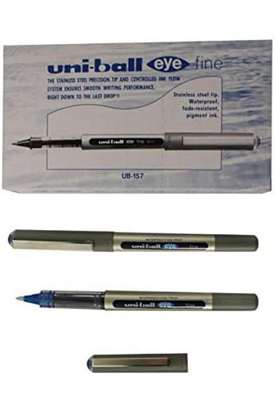 UNİ-BALL قلم حبر جاف POSCA Eye Fine UB-157، 0.5 مم، أزرق [عبوة من 12 قلمًا]