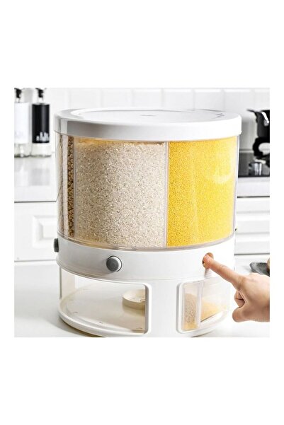 Unspecified موزع حبوب دوار 6 أقسام أبيض سعة 1 لتر