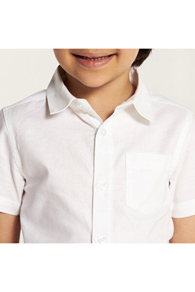 Juniors Solid Shirt with Chest Pocket and Short Sleeves