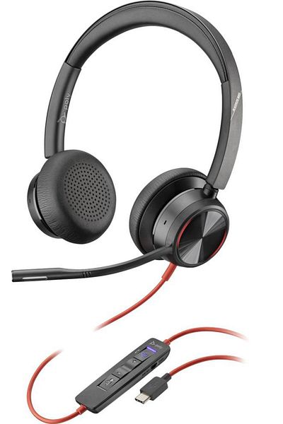 Inna marka Słuchawki Poly RE 8225 na głowę z przewodem USB-C, Czarne, 20-20000 Hz, 214409-01