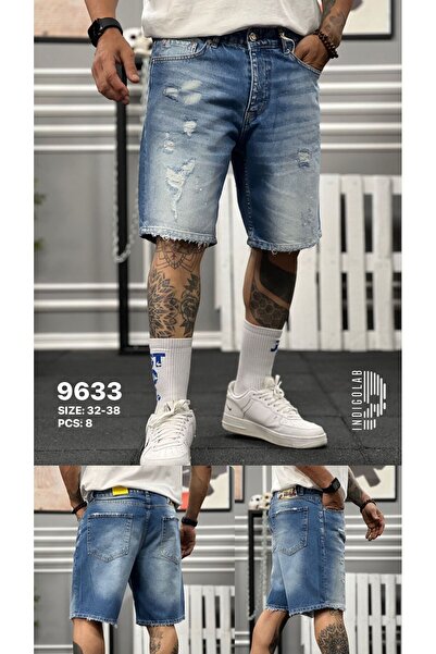 INDIGOLAB Erkek Mavi Baggy Denim Şort