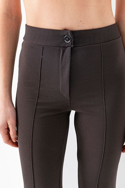 GİYSA Women's Anthracite High Waist Lycra Wide Leg Trousers - 5111
