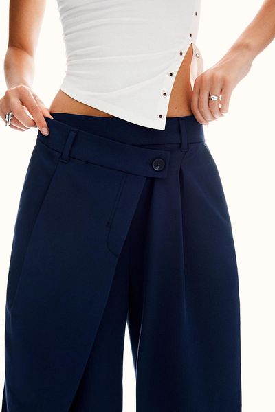 Bershka Tailored fit trousers with crossover waist
