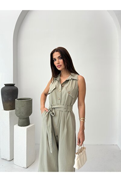 ABOUT US REGULAR KALIP KUŞAK DETAYLI YAZLIK TULUM #7945