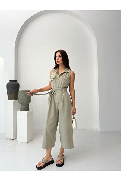 ABOUT US REGULAR KALIP KUŞAK DETAYLI YAZLIK TULUM #7945