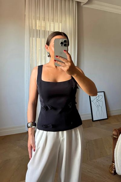 Tuba Butik Strappy Bow Detailed Blouse