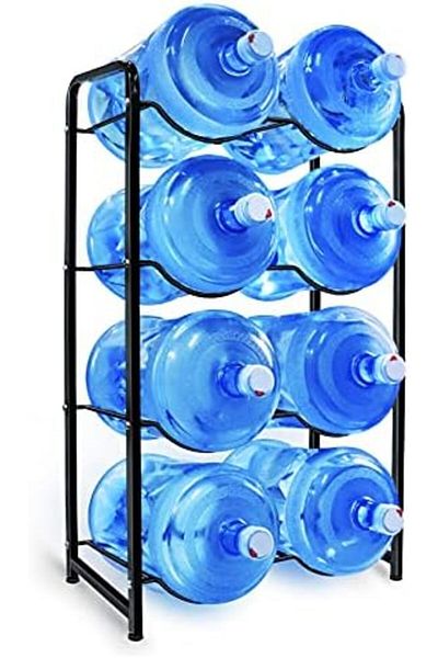 Türkiye 5 Gallon Water Jug Rack (Black)，4-Tier Water Jug Holder Storage Rack for 8 Bottles