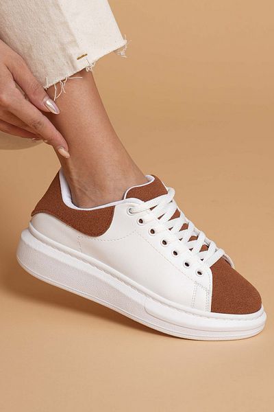 JOSEPHWORLD Lt109 White Tan Suede Women's Sneaker