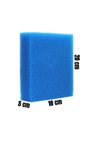 OceanMineralis Mavi Akvaryum Biyolojik Filtre Süngeri Orta Gözenekli – Tatlı & Tuzlu Su Uyumlu – 20x18x5 cm
