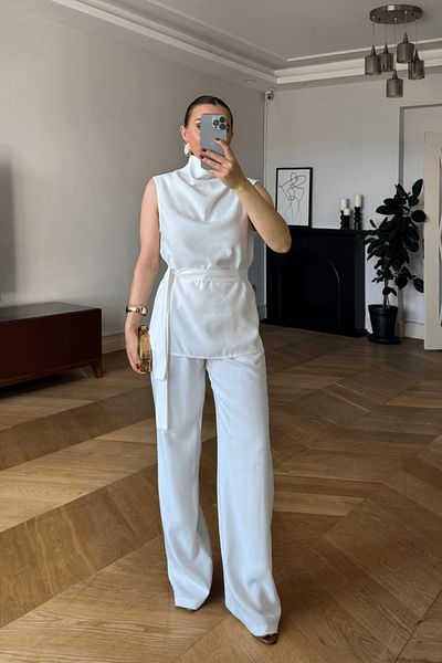 Tuba Butik بدلة نسائية بدون أكمام وبنطلون