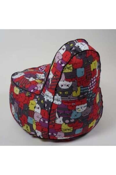 Pufrelax Fotoliu puf pentru copii, Pufrelax, OK Junior, impermeabil, imprimeu cu pisici, Cattitude