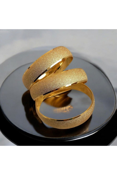 CAXBERN 22 Ayar Altın Kaplama Kumlu Model Bilezik Düğün Kına Özel Günler (3 Adet)