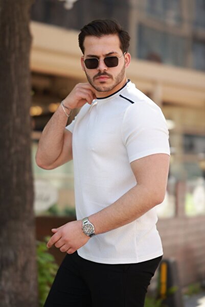 Eserden Men's Shoulders Line Detailed Short Sleeve T-Shirt