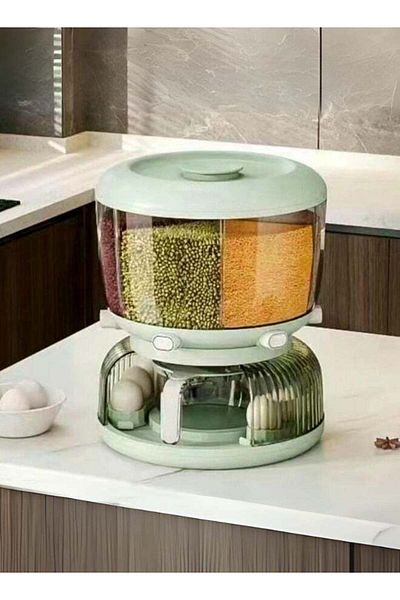 SHEIN Large 360-Degree Rotating Green Cereal Dispenser