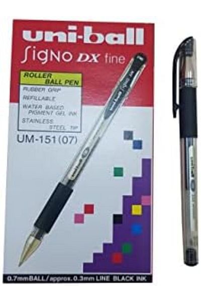 UNİ-BALL أقلام حبر جاف جل Signo DX برأس 0.7 مم - عبوة من 12 قلمًا (أسود، MI-UM151-BK)