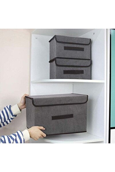 Arabest Pack Of 4 Foldable Storage Box With Lid ,Solid and durable, easy to store,Grey 36x23x24cm