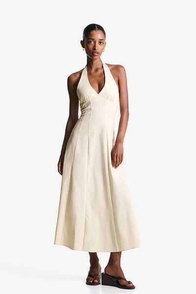 Bershka Bengaline halter midi dress