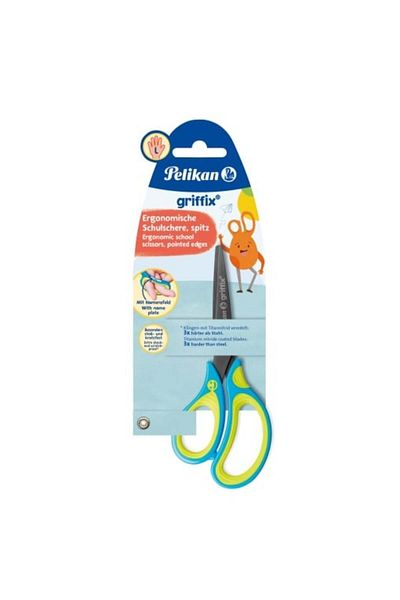 Pelikan Griffix Scissors 15 cm, Material Metal/Plastic, Color Neon Fresh, Left-Handed, Blister