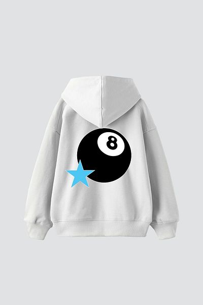 Sekizbiraltı Λευκό φούτερ με στάμπα Star Eight Ball Oversize Unisex