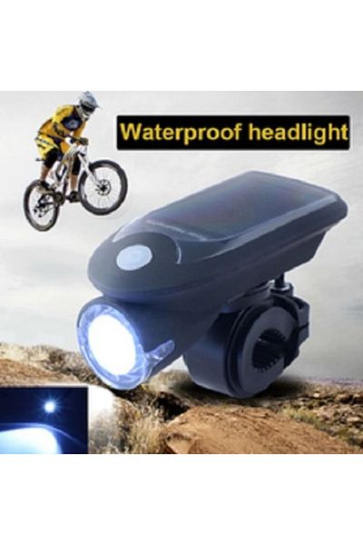 Carsons Solar & USB Rechargeable Bike Headlight, Powerful LED, 3 Lighting Modes, Black