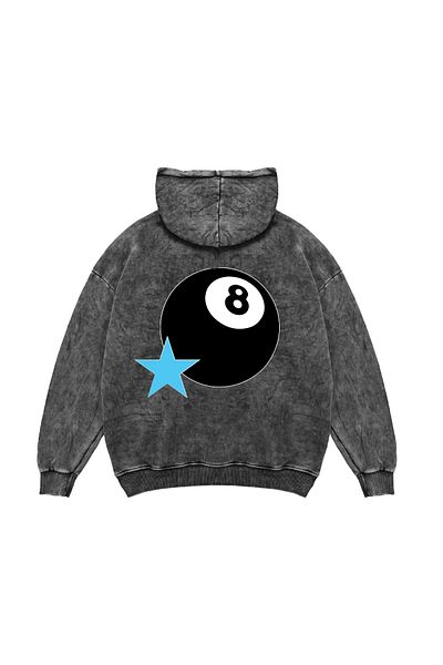 Sekizbiraltı Hanorac oversize unisex negru cu spălare Star Eight Ball