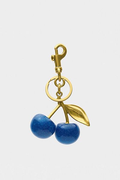 GUONN Blue Cherry Bag Wallet Charm - with Key