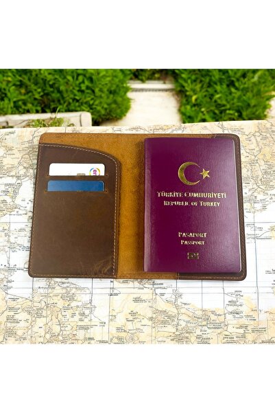 DeriDünyası حامل جواز سفر من الجلد الطبيعي