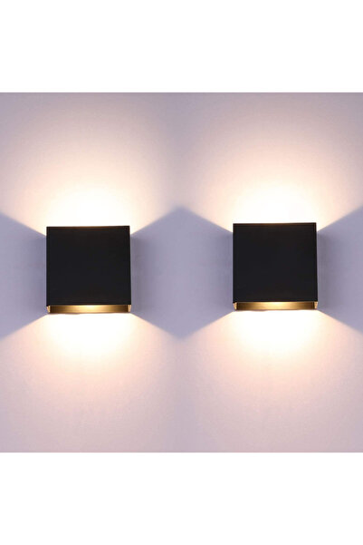 LUXXO Lampă de perete LED pentru interior/exterior, rezistentă la praf/umezeală, IP65, Davos, 2x10W, neagră