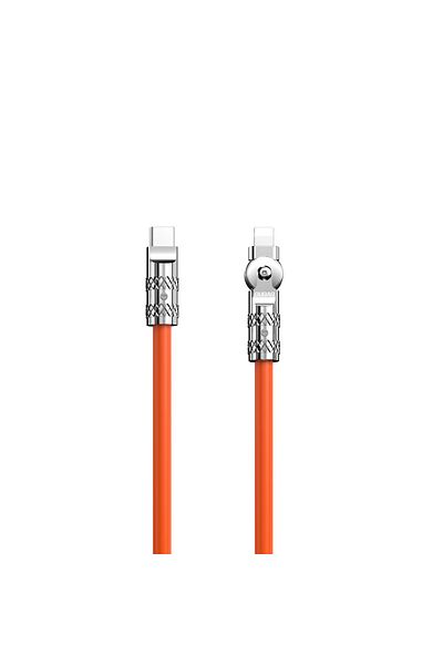 DUDAO Cablu puternic unghiular pentru iPhone USB-C - Lightning 30W 1m rotație 180° portocaliu