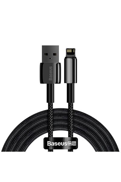 Baseus Cablu USB împletit puternic pentru iPhone Lightning 2.4 A 2 m negru