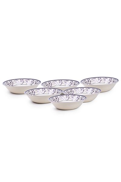 Claytan Callista Purple 9.2-Inch Porcelain Salad Bowl (Purple & White, Set Of 6)