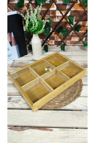 SOSYETE HOME41 BAMBU 6 BÖLMELİ ÇEREZLİK, ORGANİZER, SAKLAMA KUTUSU