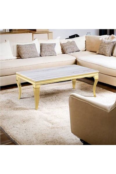 DEC4 Rectangular marble steel table, size 130*70, gold color