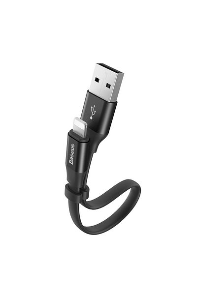 Baseus Płaski kabel przewód USB Iphone Lightning z uchwytem 2A 23CM czarny