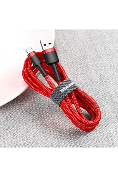 Baseus Wytrzymały elastyczny kabel przewód USB USB-C QC3.0 2A 2M czerwony