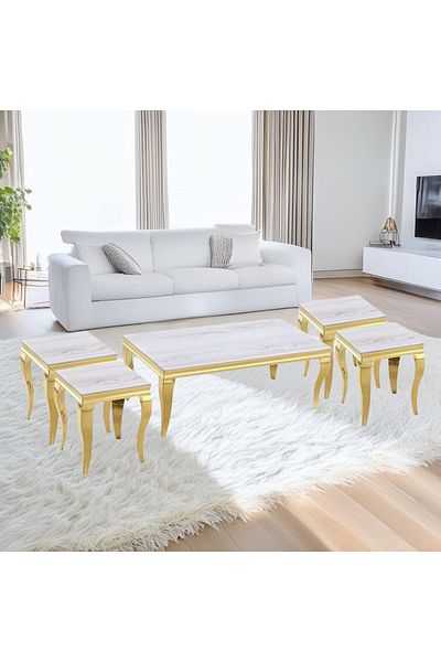 DEC4 4+1 steel marble serving table set