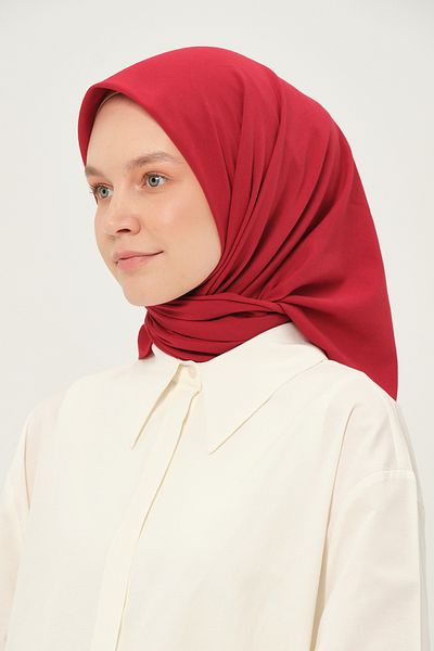 Madame Polo Poly Coton Square Scarf Flag Red Cotton Breathable Fabric