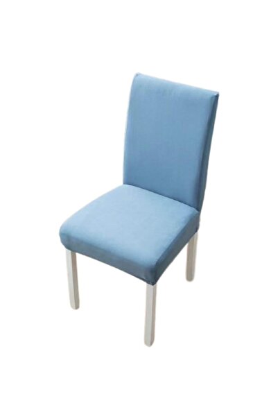 OEM Set 6 huse pentru scaune, Uni, Poliester cu Elastan, Albastru Deschis