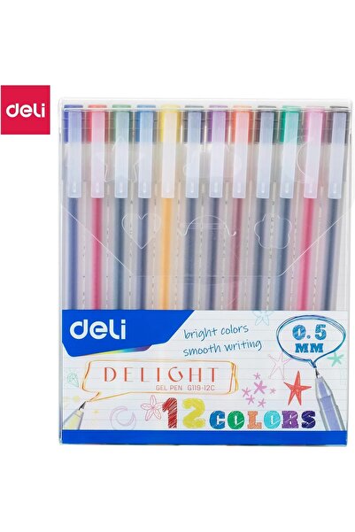 Deli Gel Pen 12 Color Bullet Tip 0.5 mm (EG119-12C)